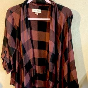 Knox Rose light cardigan plaid Buffalo check sz Med shawl neck